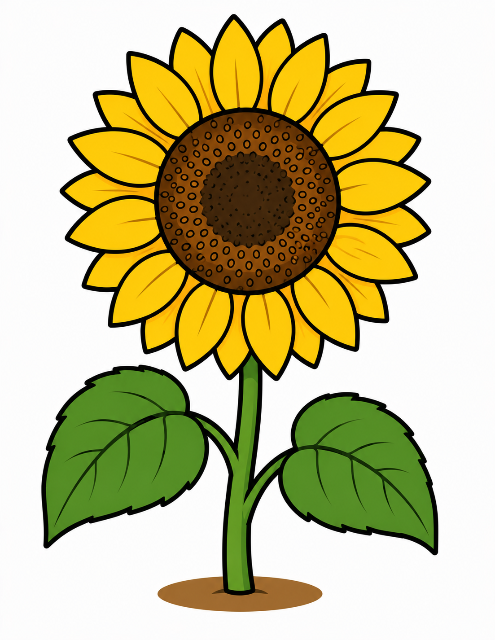 Bright sunflower on a white background color by number