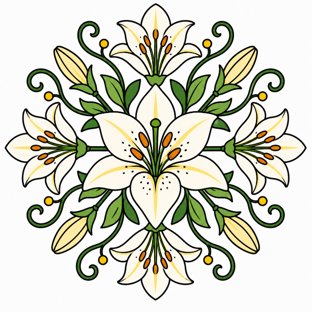 Lily Mandala color by number