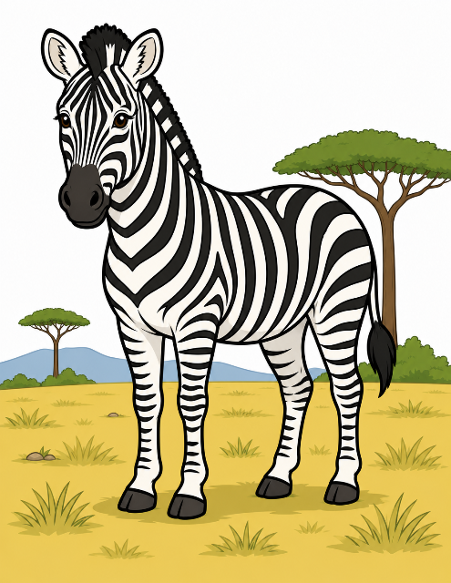 Playful Zebra color by number