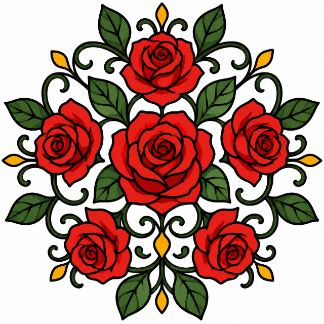 Rose Mandala color by number