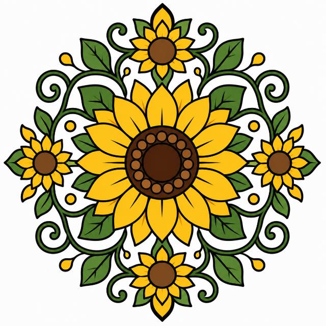 Sunflower Mandala color by number